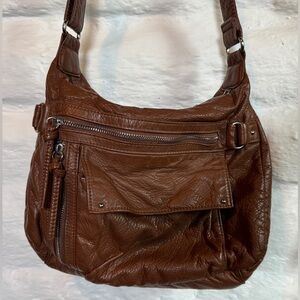 Bueno Brown Faux Leather Crossbody Bag